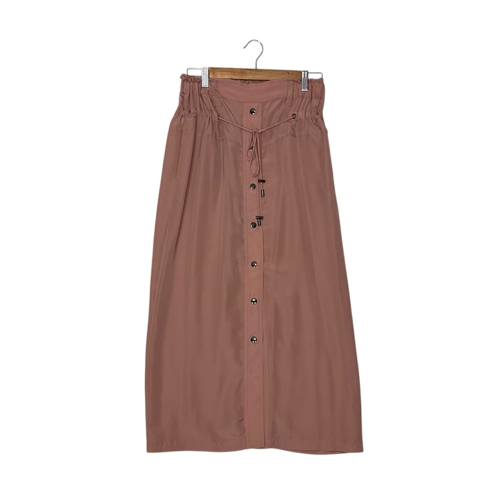 DEREK LAM for Design Nation sz Medium Midi Smocked Pencil Skirt Snap Front Ties